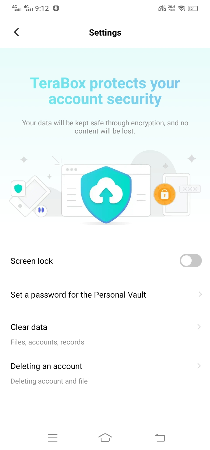 Two-Factor Authentication of TeraBox to create personal vault
